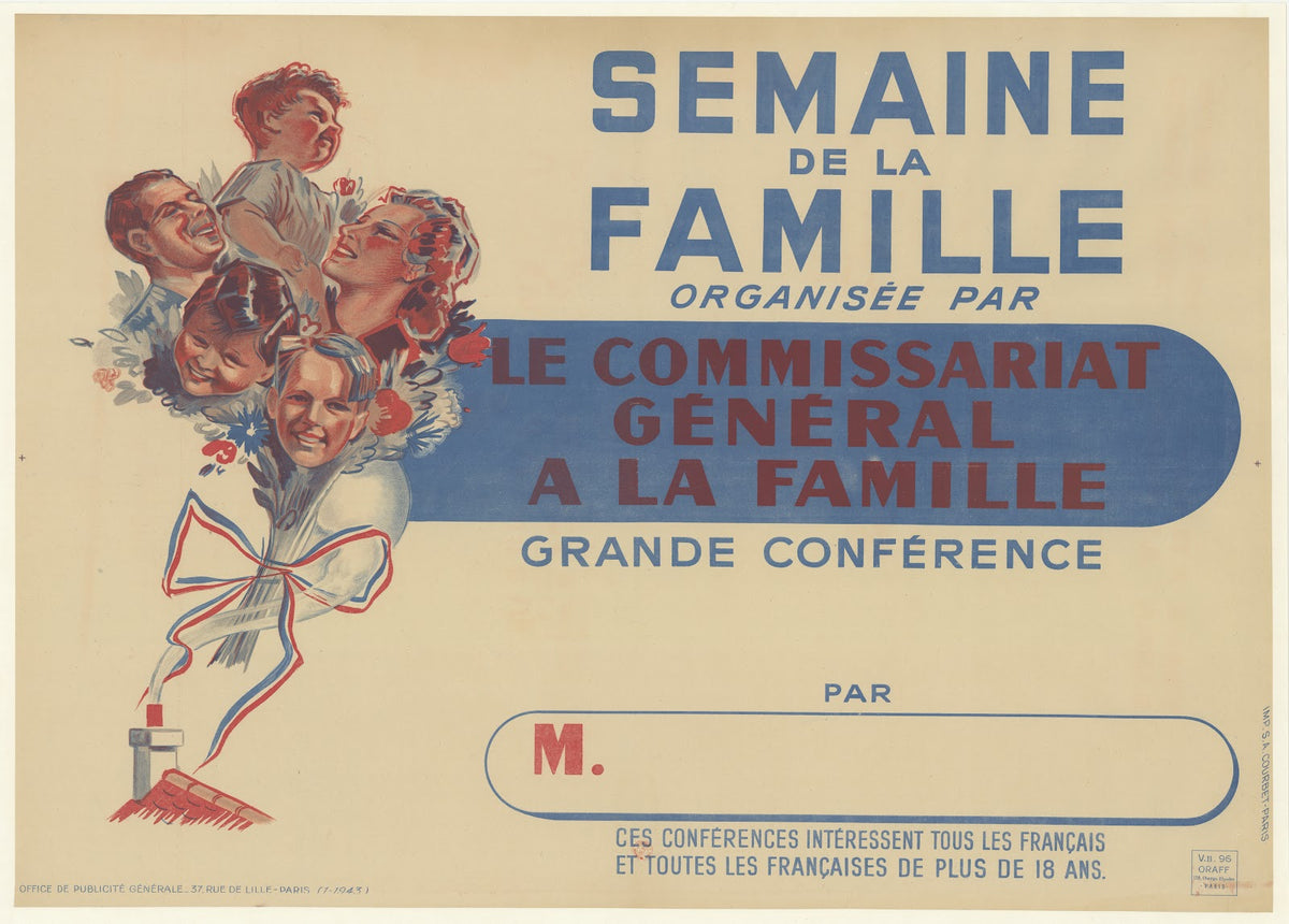 Semaine de la famille organisée par le Commissariat général à la famille 1943