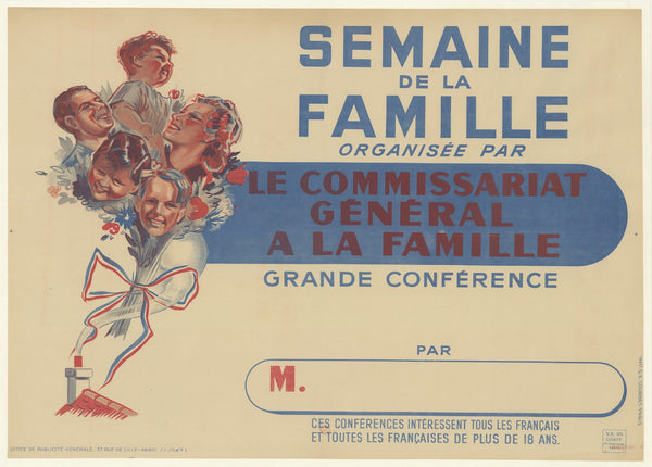 Semaine de la famille organisée par le Commissariat général à la famille 1943