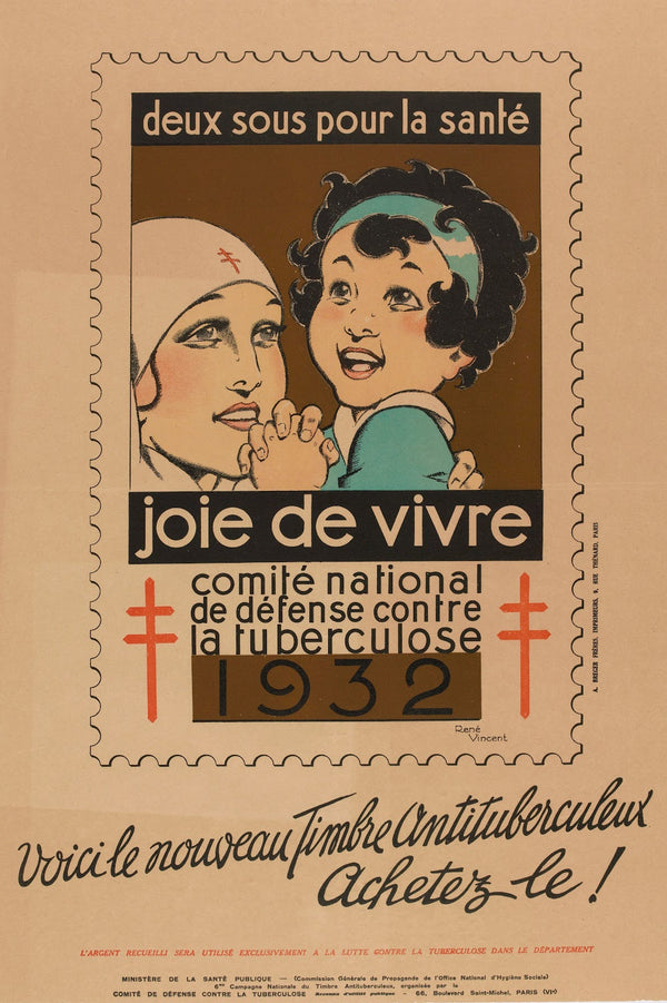 Deux sous pour la santé Joie de vivre 1932 Voici le nouveau Timbre Antitubercule