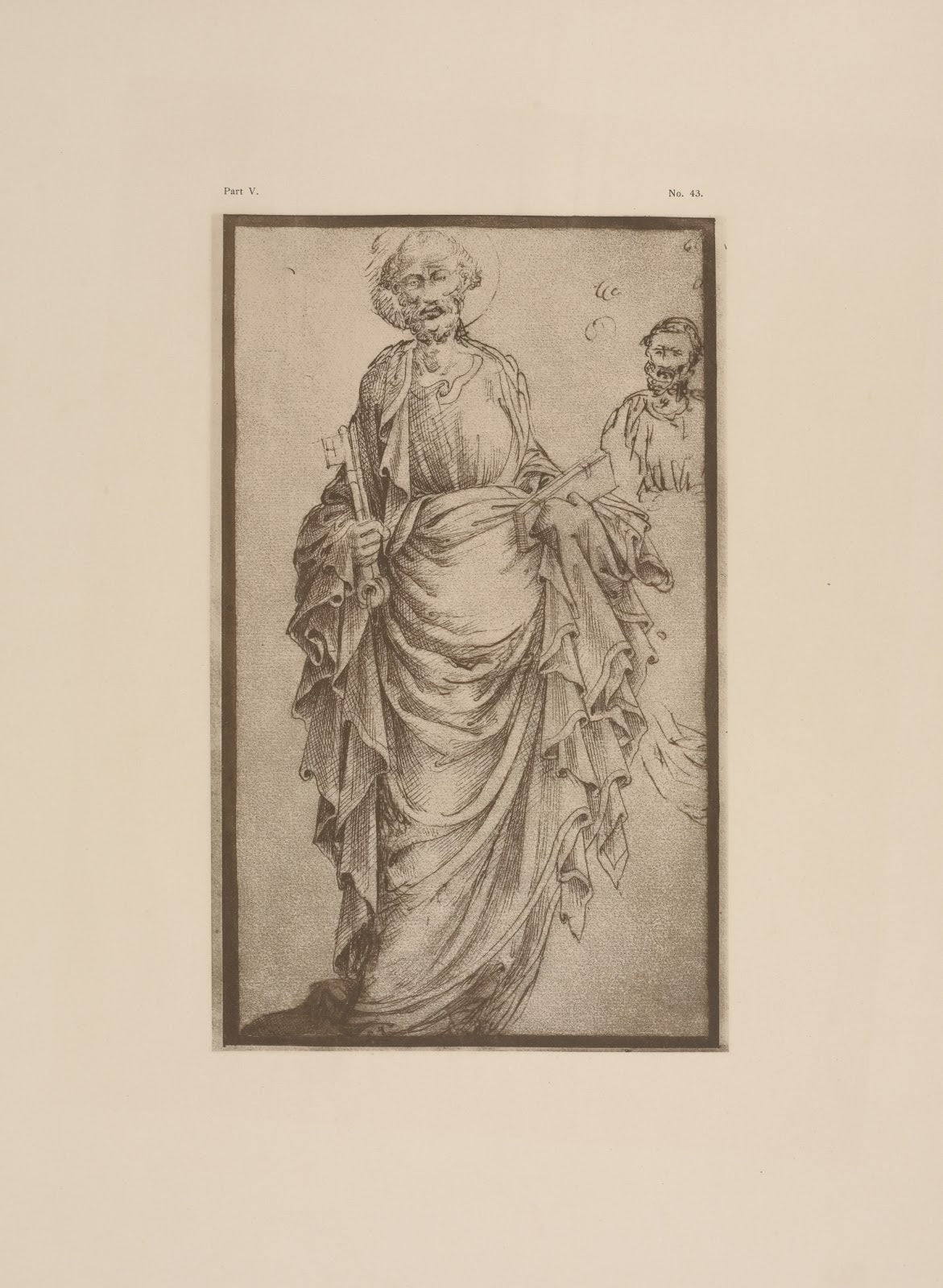 Drawing of St Peter holding keys 1900