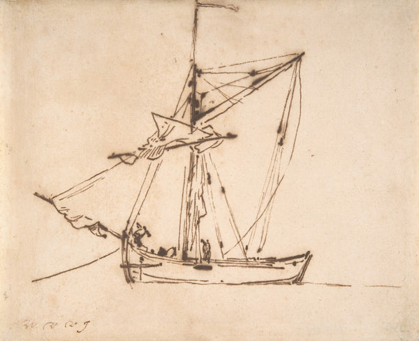 Sketch of a Sailboat mid 17thearly 18th century