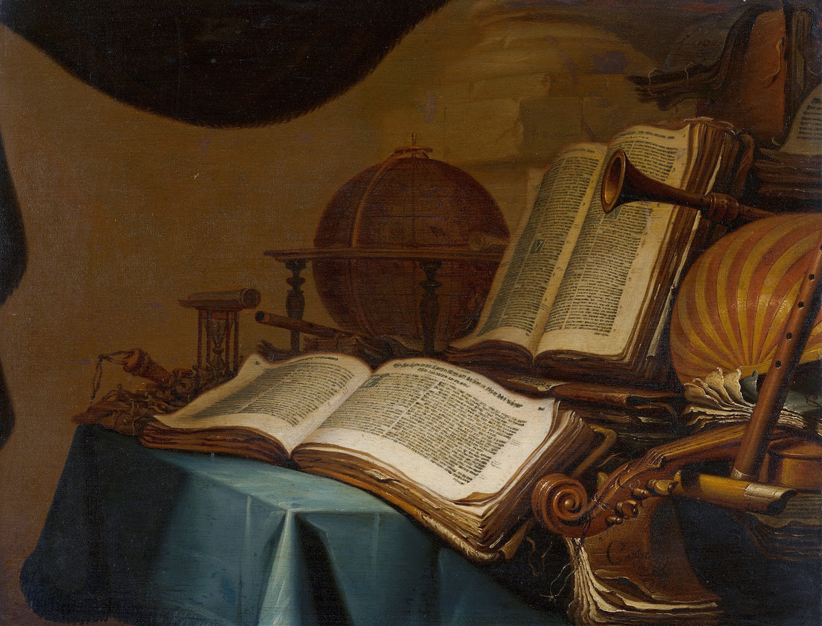 Still Life with Books a Globe and Musical Instruments c 1660
