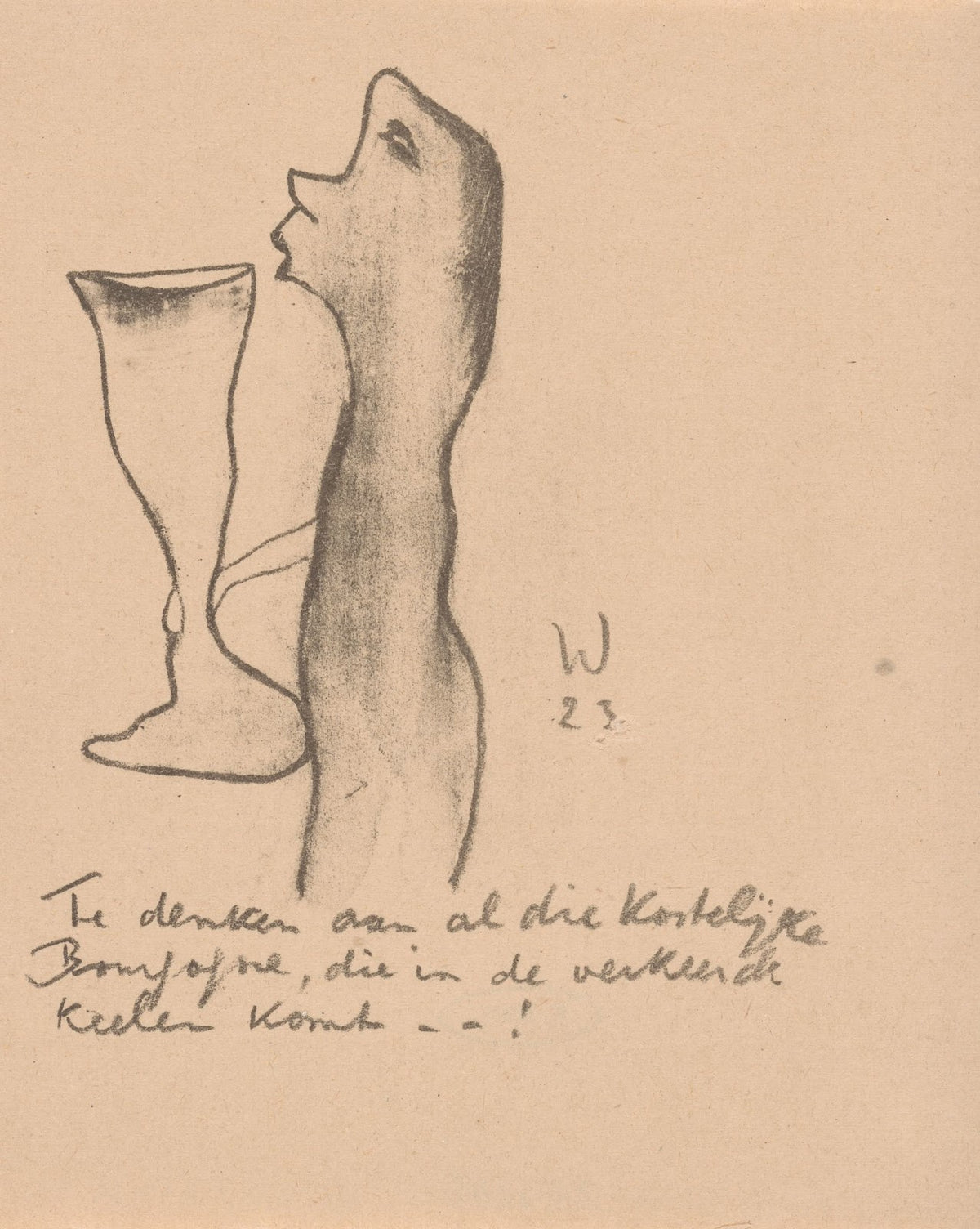 Figuur met groot wijnglas 1923