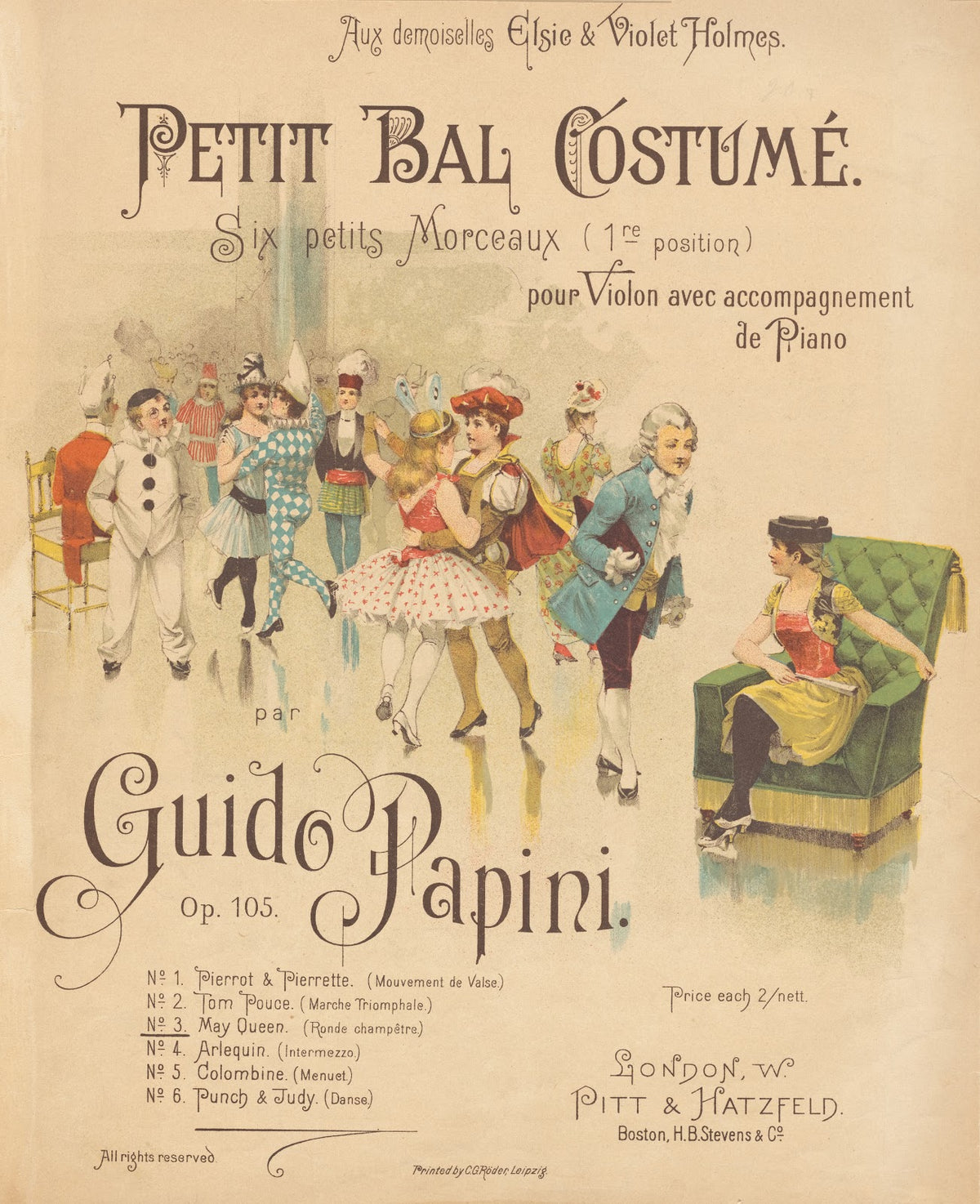 Petit bal costumé six petits morceaux pour violon avec accompaniment de piano pa