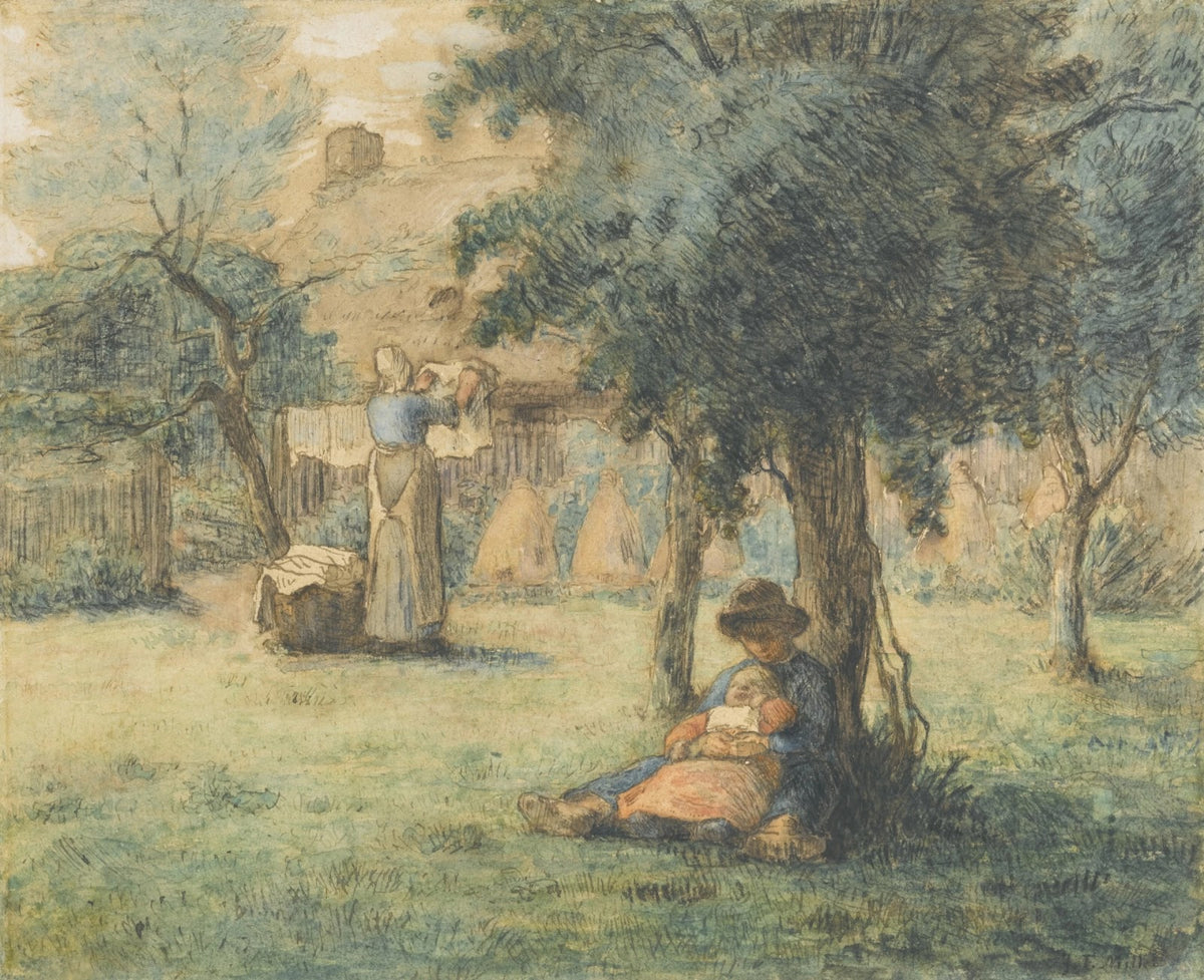 Femme étendant son linge