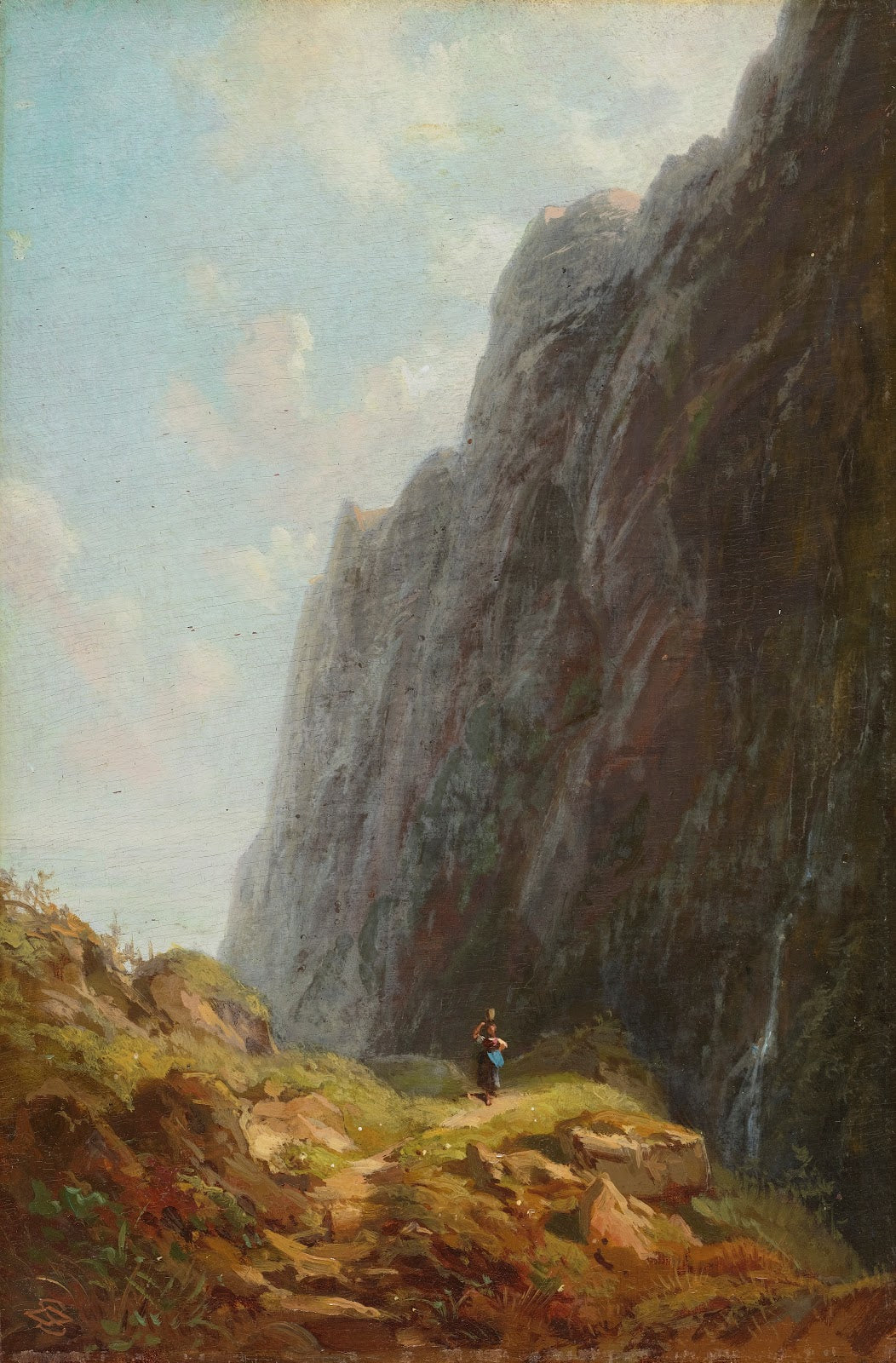Mountain And Milkmaid Along A Winding Stone Path