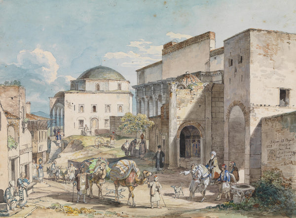 Gadeparti i Athen Med Hadji Hazekis palads og Tzistarakis Moskeen 1835