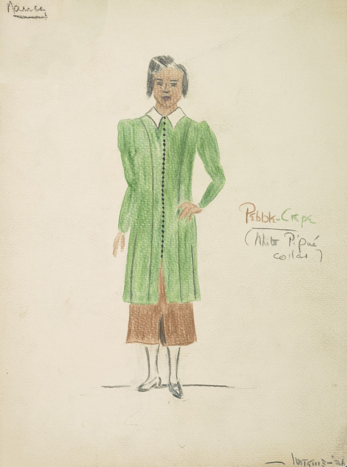 Case of Philip Lawrence Green coat with brown skirt 1934 1943