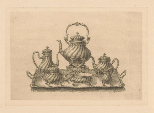 Koffie  en theeservies op een dienblad 1869 1890