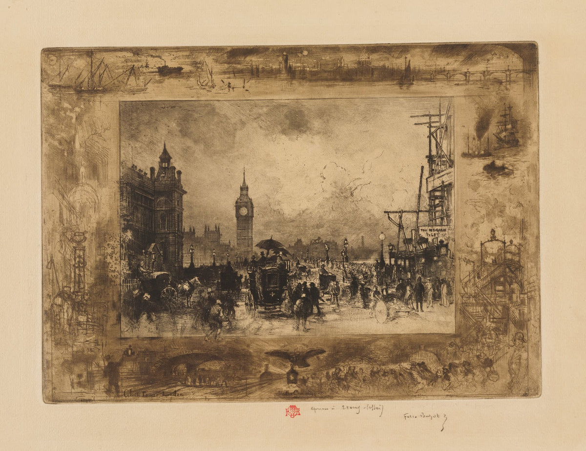 Westminster Bridge or Westminster Clock Tower 1884
