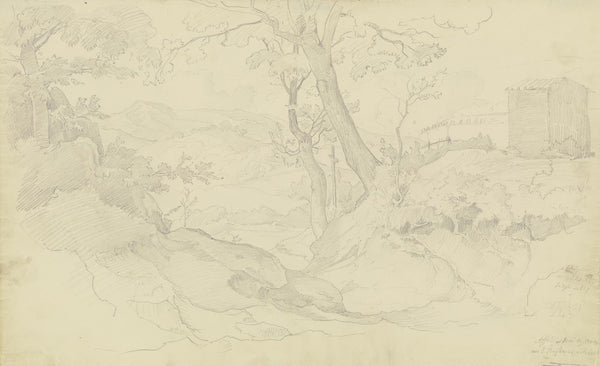 Bergige Waldlandschaft bei Affile 1831