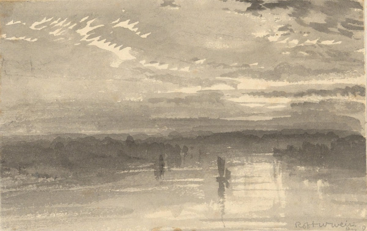 Landscape  Clouds WaterSailboat 19thcentury