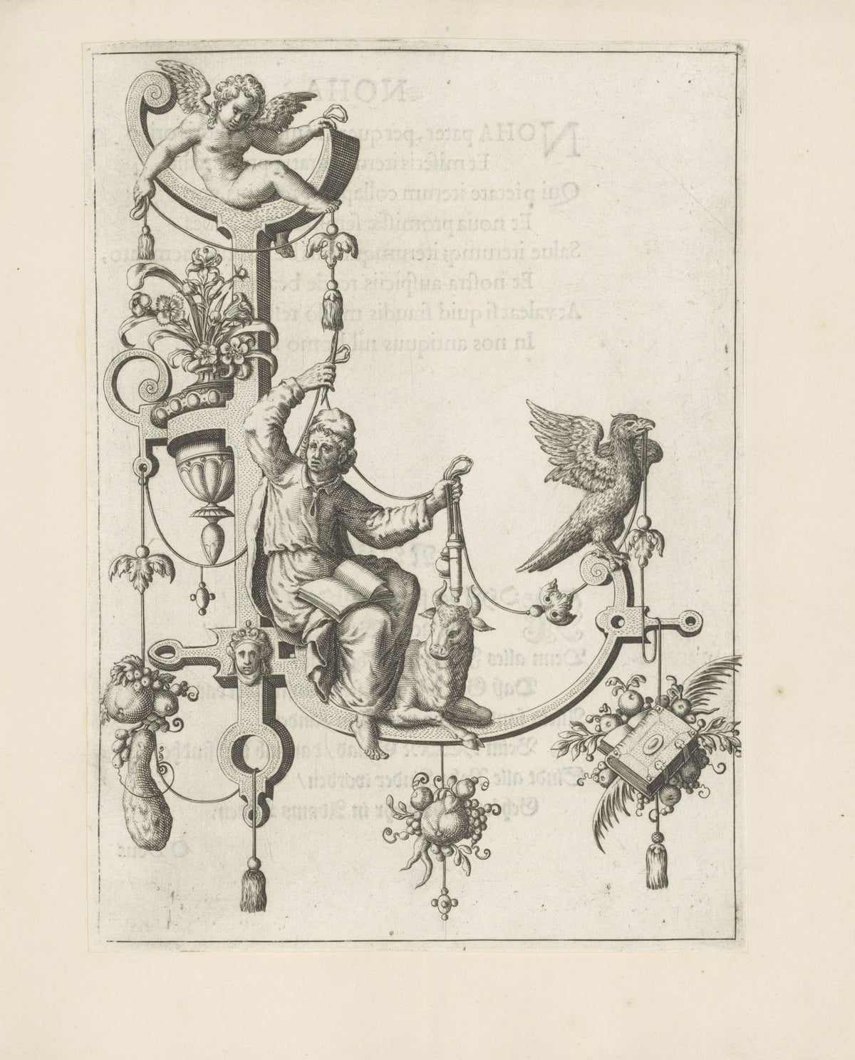 Letter L with the Evangelist Luke 1595