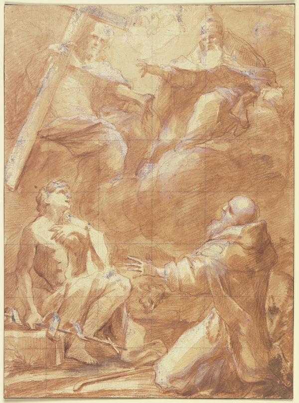 Johannes der Täufer und der Heilige Antonius erblicken Gottvater