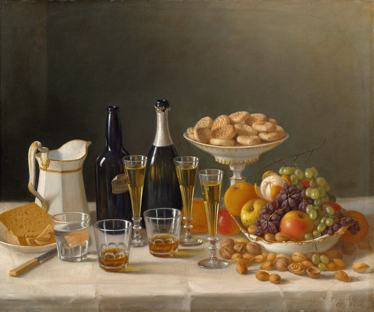 Wine Cheese and Fruit 1857