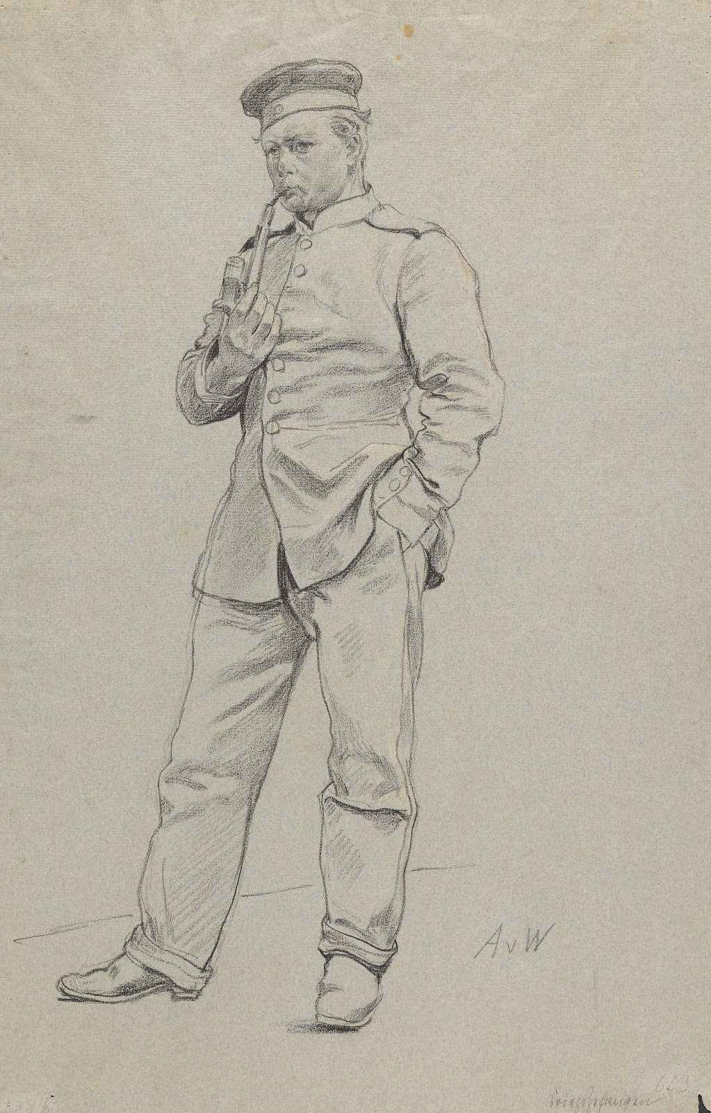 Kriegsgefangener mit Pfeife Ca 1870