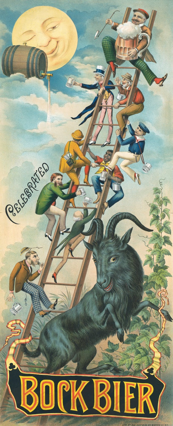 Celebrated bock bier on the top round 1887