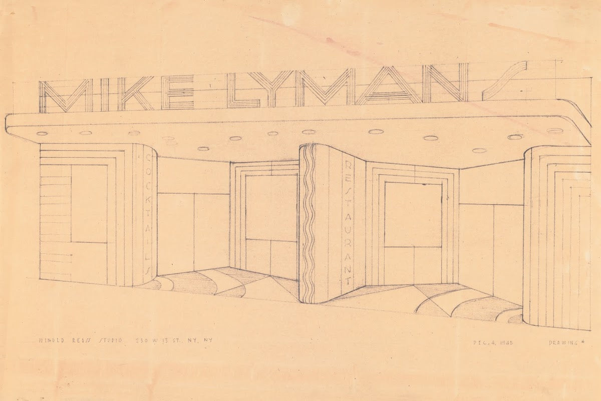 Drawings for proposed decorations of Mike Lymans Restaurant 424 W Sixth St Los A