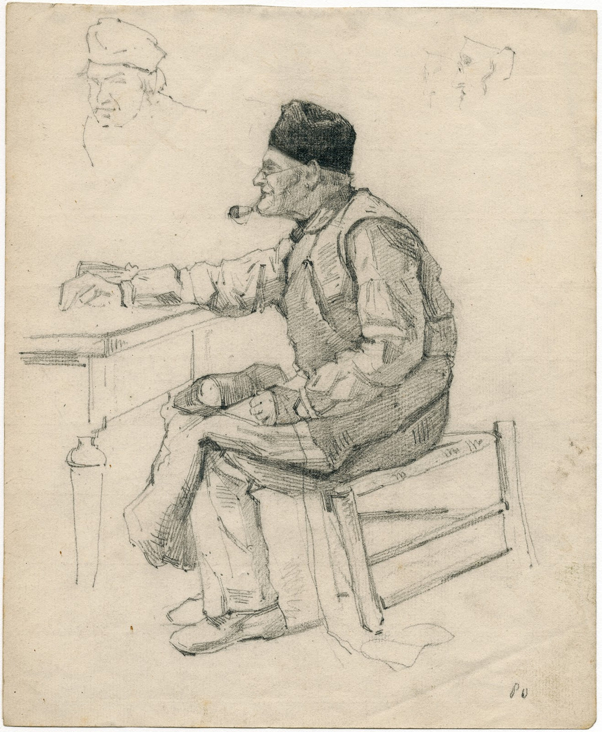Old cobbler at a table Oude schoenmaker bij een tafel 1880