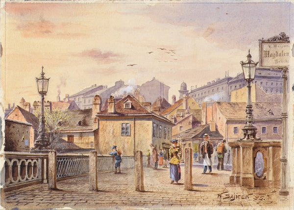 Die Magdalenenbrücke über den Wienfluss 1895