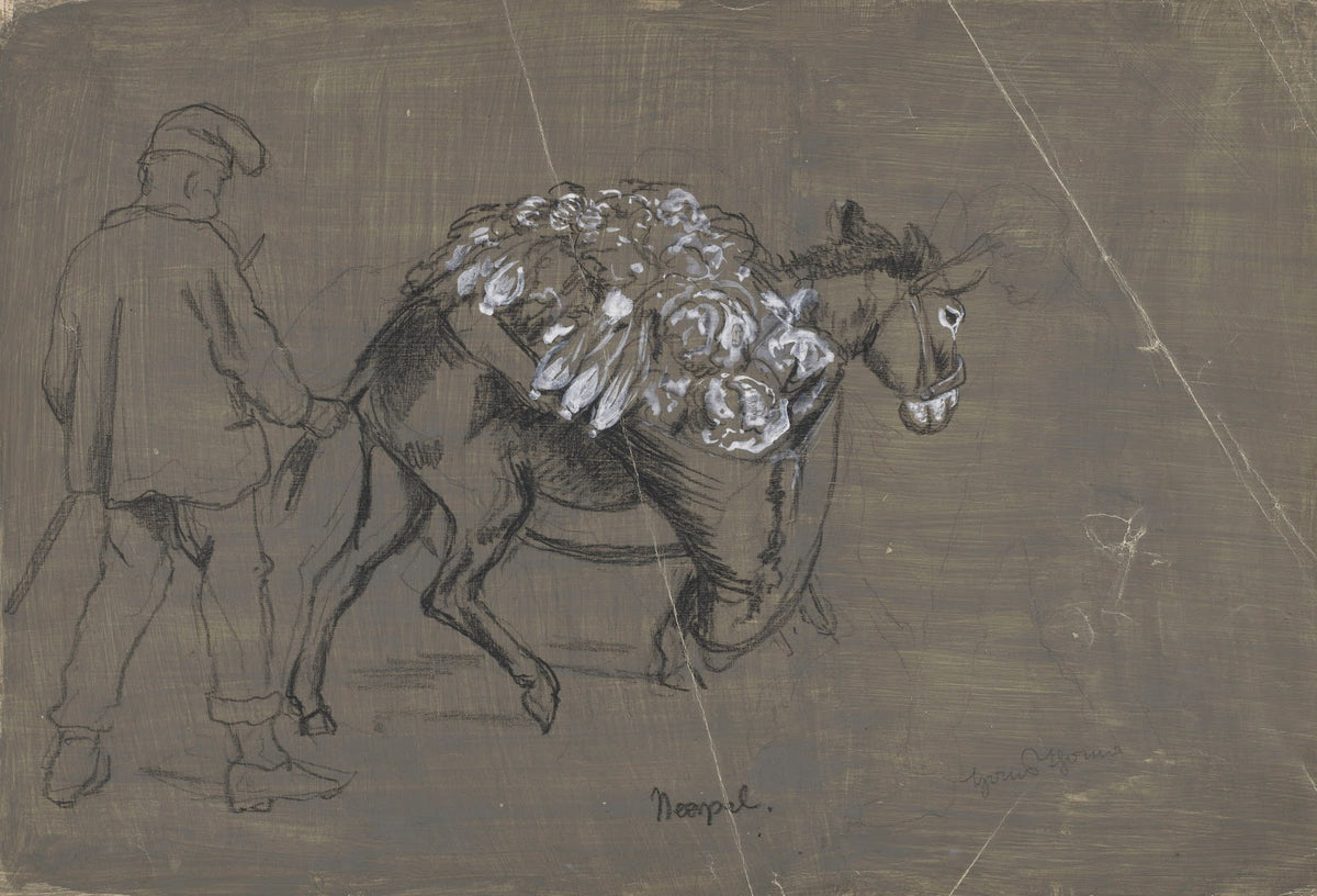 Donkey Carrying Vegetables behind a Herdsmen Holding the Animal by Its Tail 1880