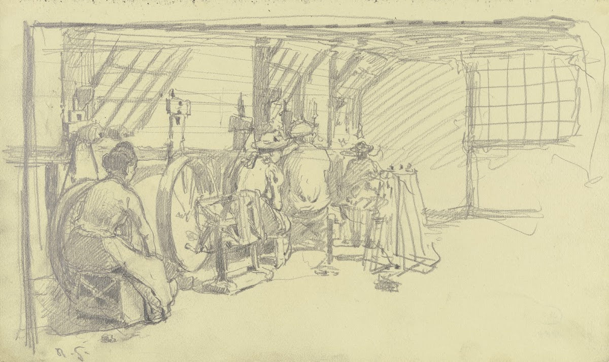 Interieur und Arbeiter der Großen Spinnerei von Edam ca 1894