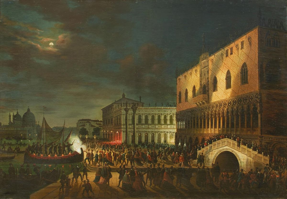 Venice a Feast on the Piazzetta at Night