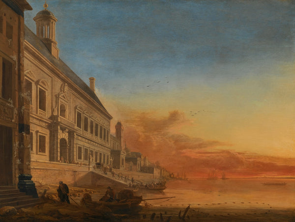 A Coastal Architectural Capriccio At Sunset