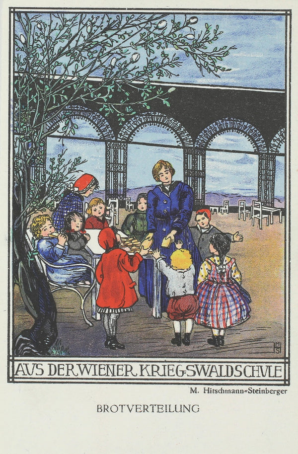 Aus der Wiener Kriegswaldschule Brotverteilung 1915
