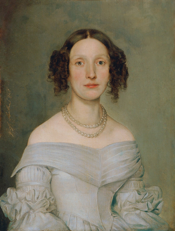 Dame in hellblauem Kleid 1840