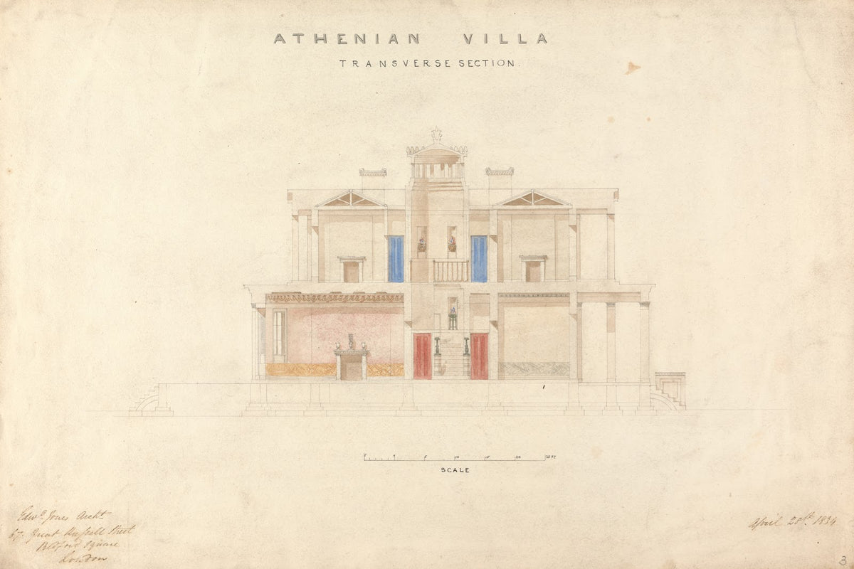 Design for an Athenian Villa Transverse Section 1834