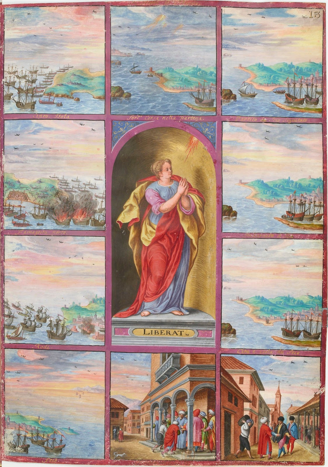 Personnification de la sincérité et fidélité de Magius entourée de dix tableaux