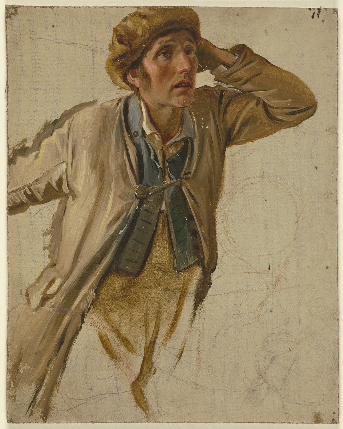 Junger Bauer mit brauner Mütze