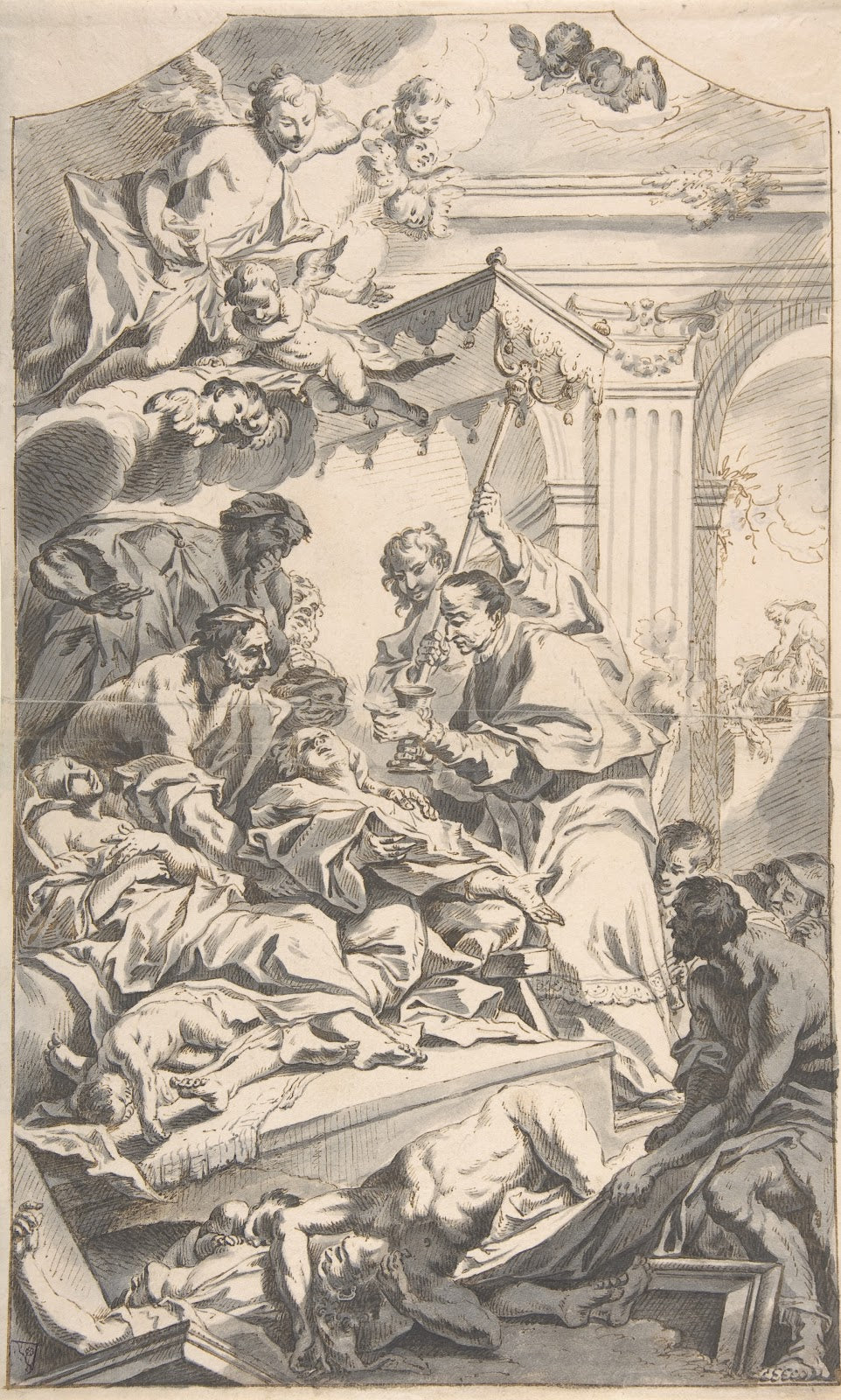 Saint Carl Borromäus Giving Extreme Unction to the Plague Stricken 17001754