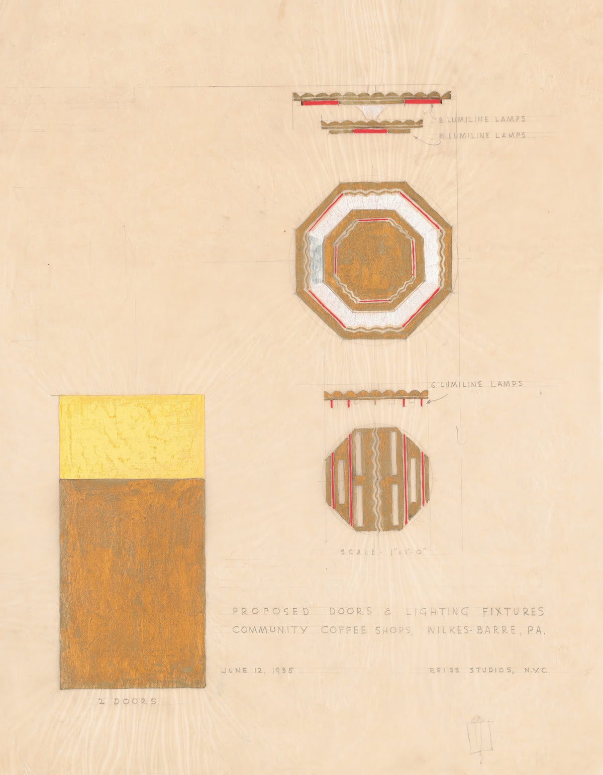 Design drawings for Community Coffee Shops Wilkes Barre PA Proposed doors and li