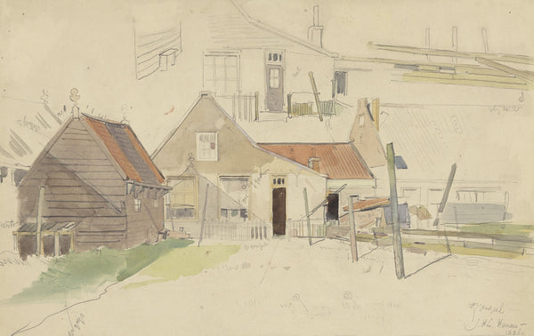 Studies van huizen in de Vinkenbuurt Amsterdam 1886
