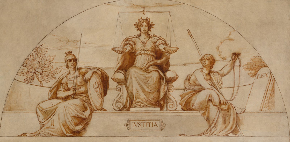 Cartoon for mural of Minnesota State Capital Institute of Justice ca 1904