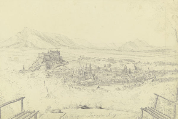 Salzburg vom Kapuzinerberg aus gesehen 1835