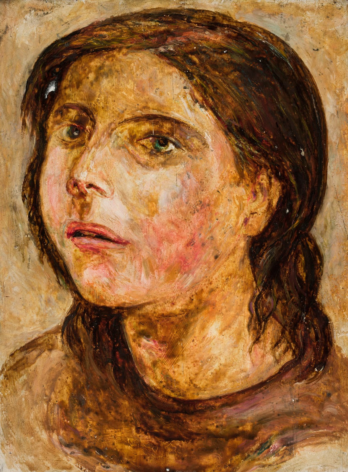 Head of a girl with a half open mouth 1919