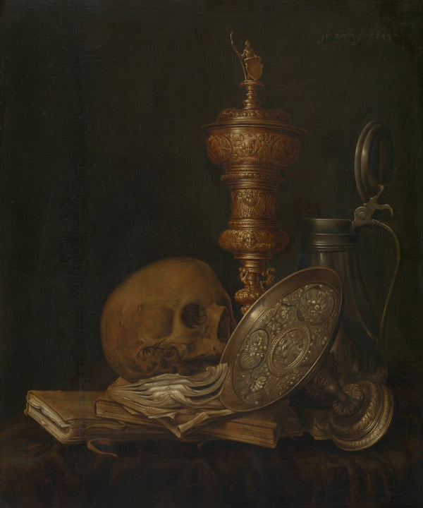 Vanitas with show goblet and tazza 1644