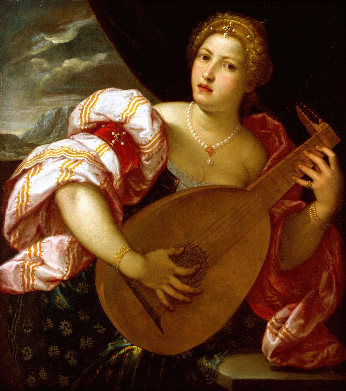 Young Woman Playing a Lute circa 1570