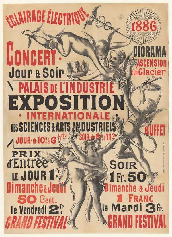Eclairage électrique 1886  Concert jour et soir  Diorama  ascension dun glacier