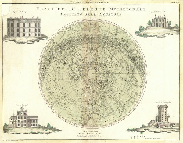 Planisferio celestemeridionale tagliato sull Equatore 1782