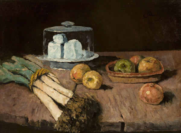 Still life with leeks apples and cheese 1880s