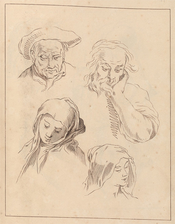 Various Sketches of Heads between 1715 and 1720