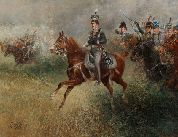 Prince Józef Poniatowski leading the army near Leipzig 1913