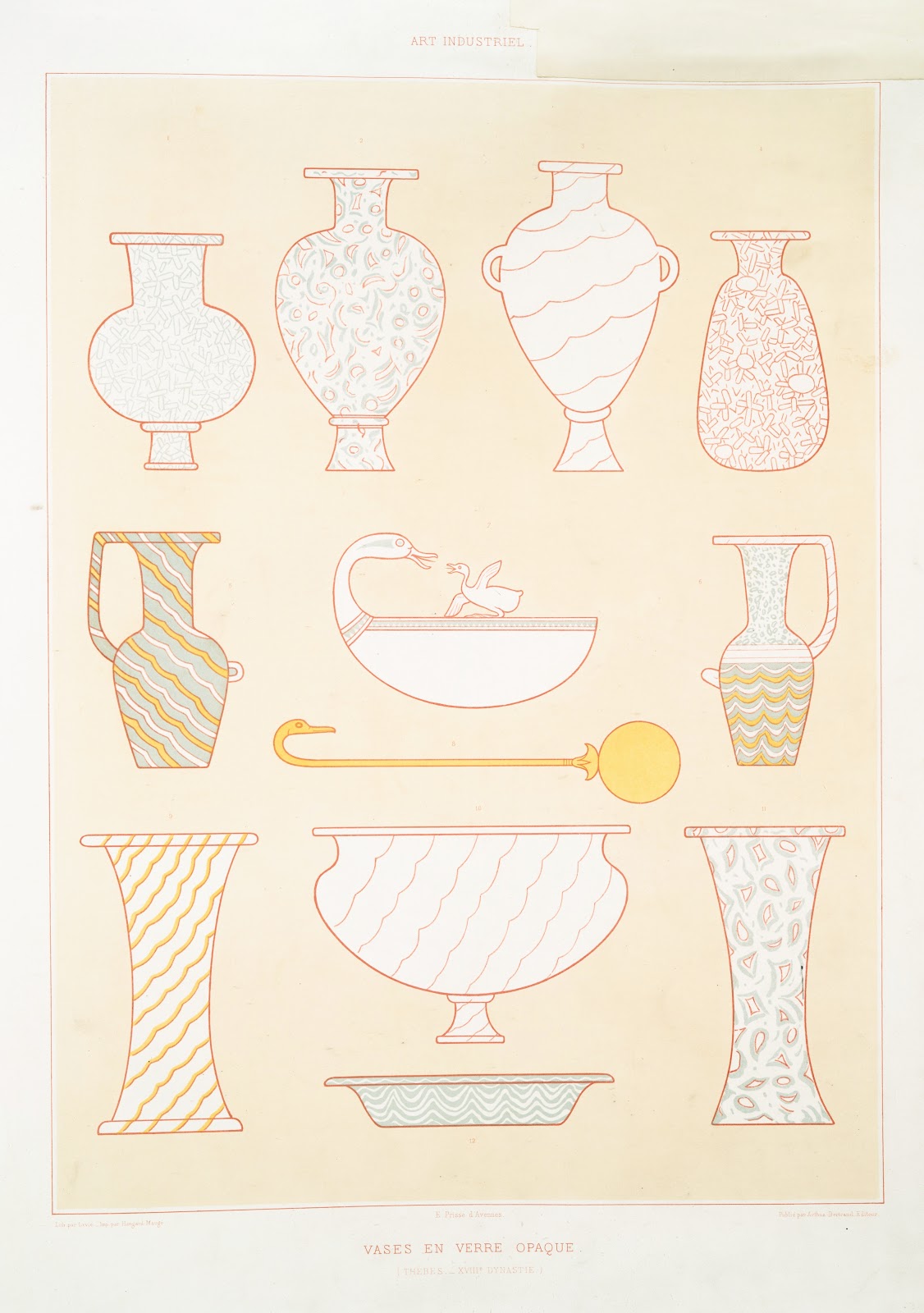 Art industriel vases en verre opaque Thèbes  XVIIIe dynastie 1878