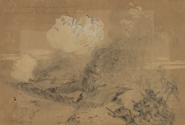 Effects of shells upon the enemies rifle pits at the crossing over the Rappahann