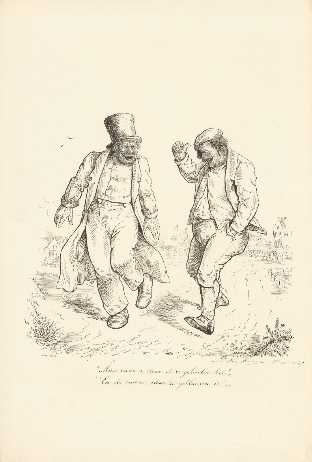 Twee lachende mannen 1864