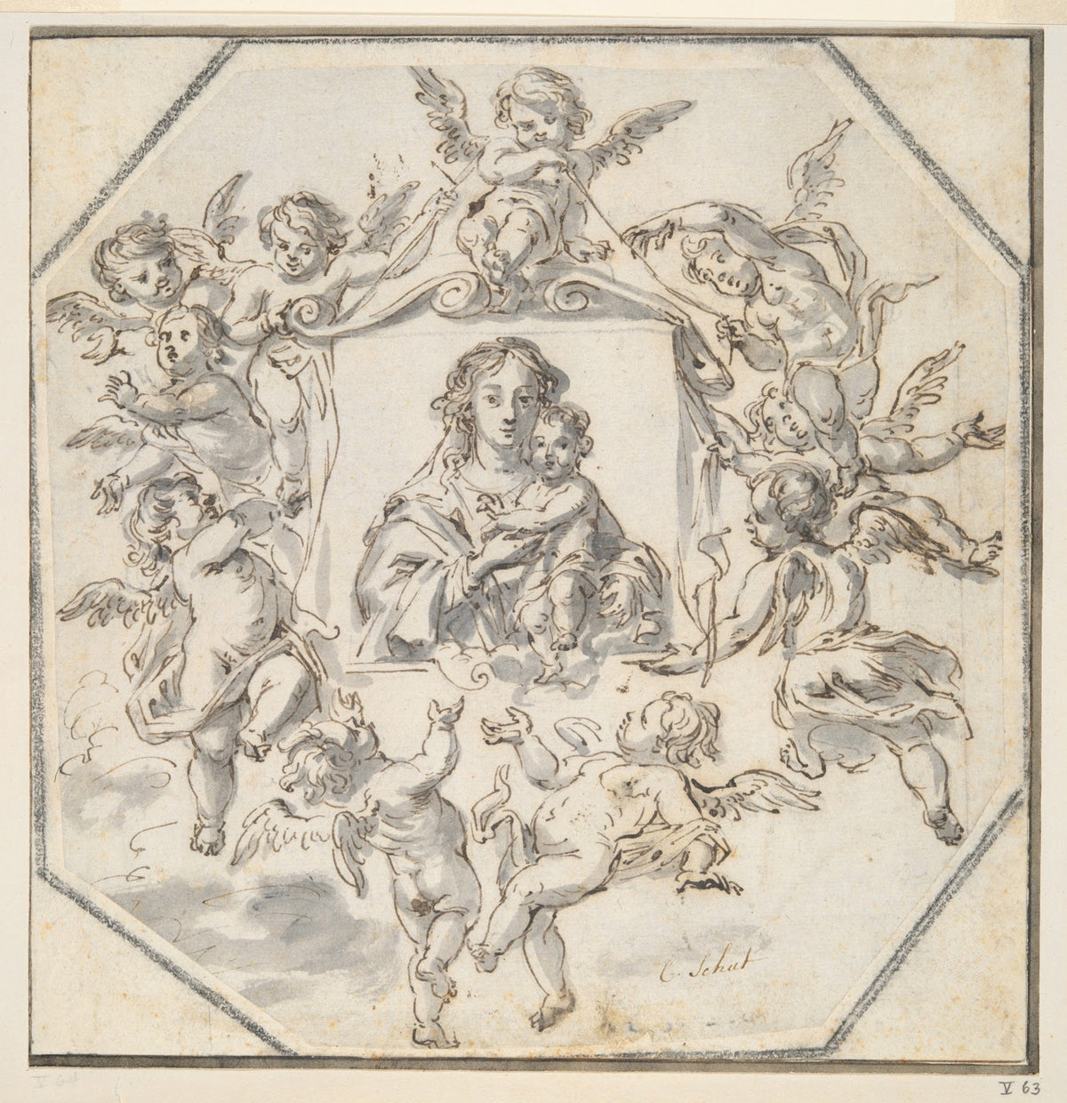 Image of the Madonna Surrounded byAngels 17thcentury